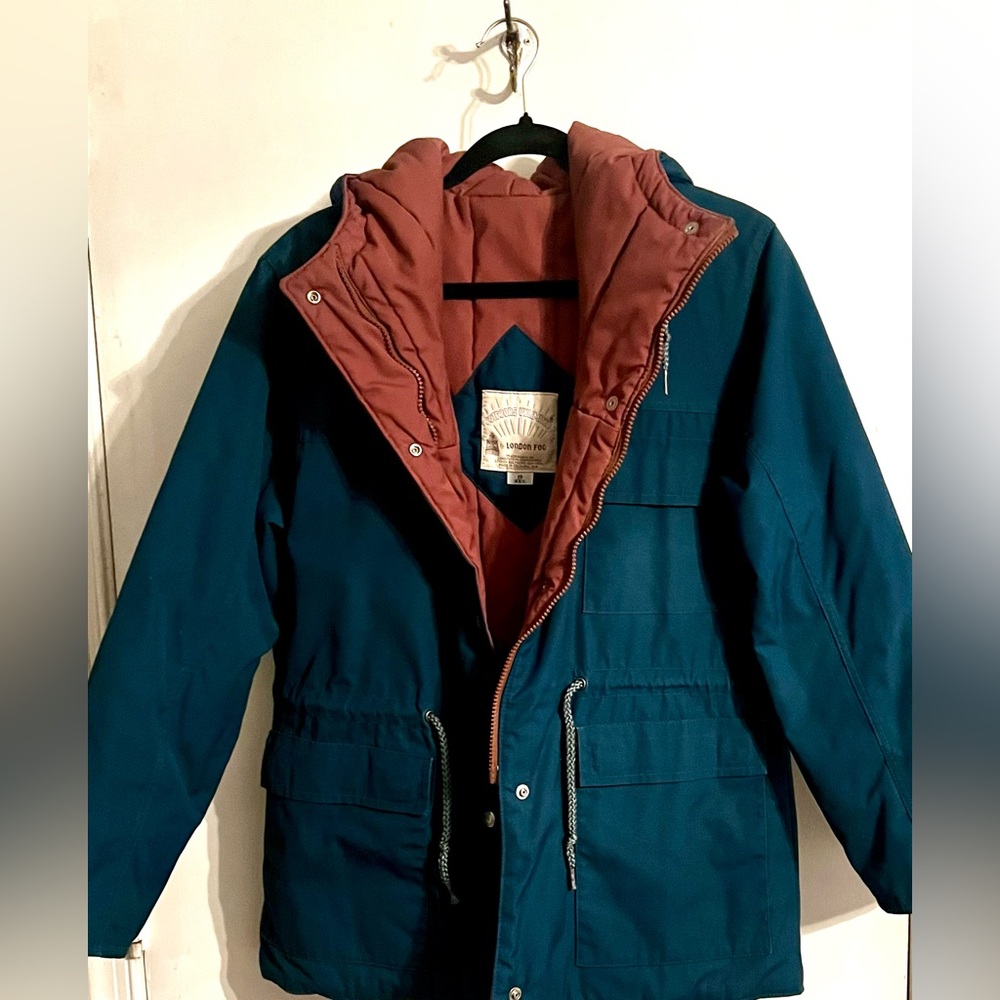 London Fog Women's Blue and Brown Puffer Jacket